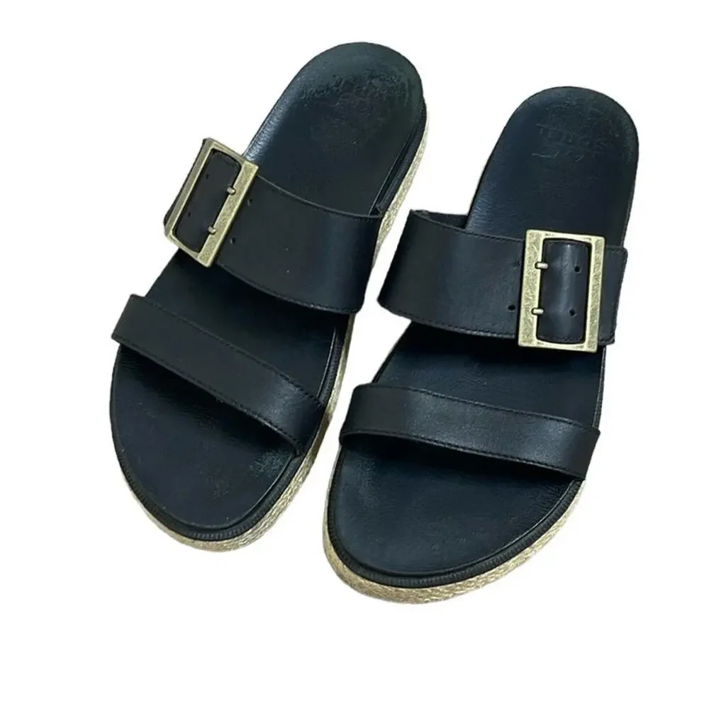 SOREL ROAMING BUCKLE SLIDE JUTE BLACK SIZE 9‎